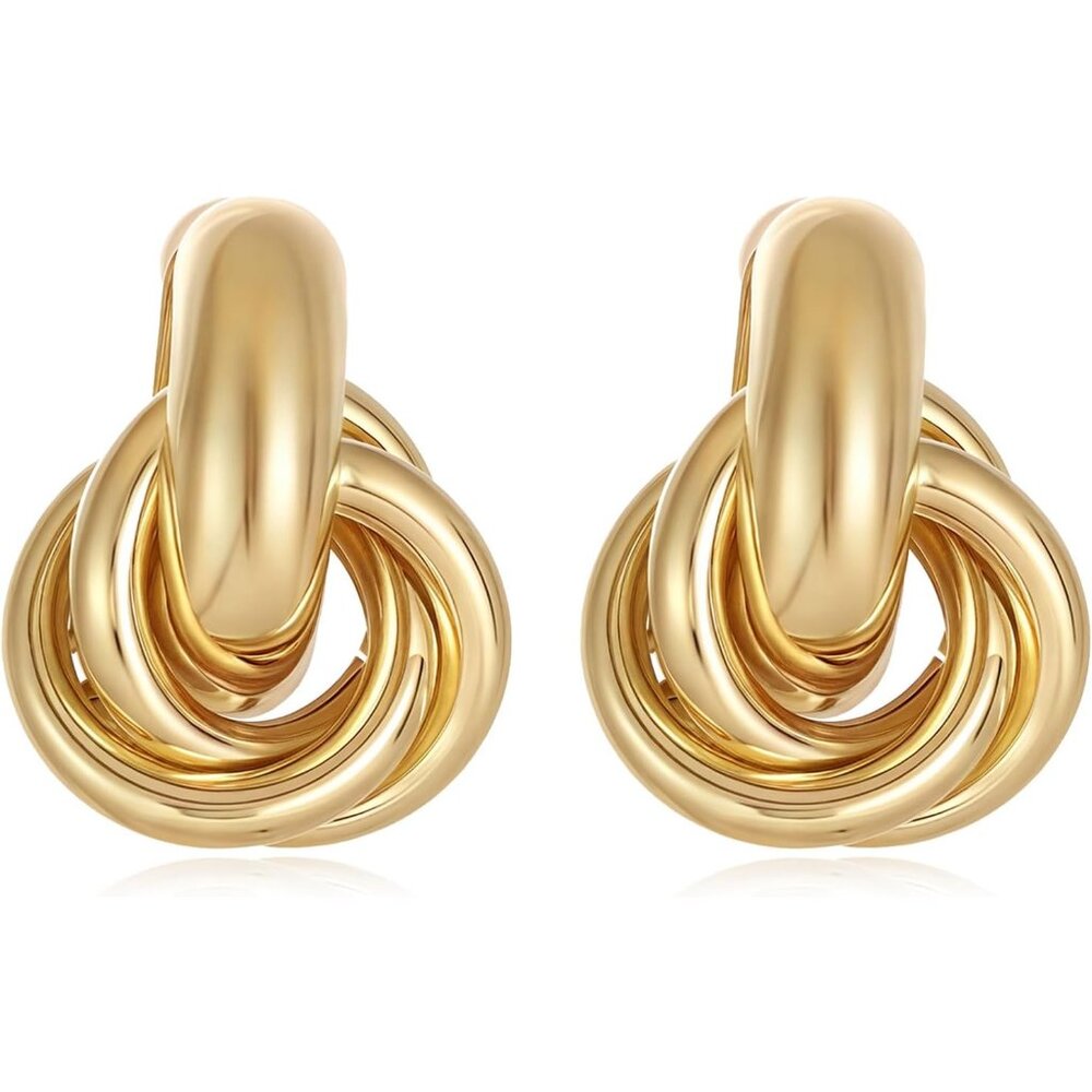 14K Gold Plated Knot Earrings for Women Gold Silver Earrings Heart Link Drop Dan